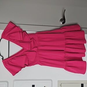 Vibrant Pink Ruffle Mini Dress